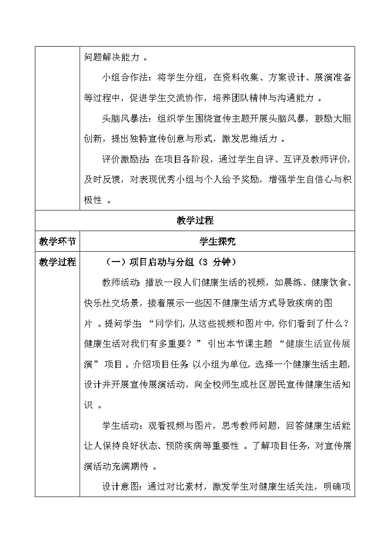 人教版（2024）八年级上册生物第四单元综合实践项目 健康生活宣传展演 教案第3页