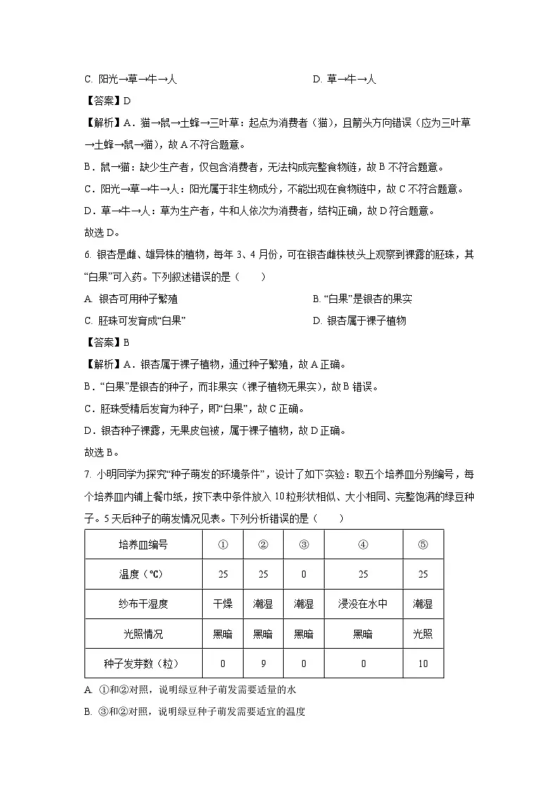 2025年云南省昆明市宜良县八年级下三模生物试卷（解析版）第3页