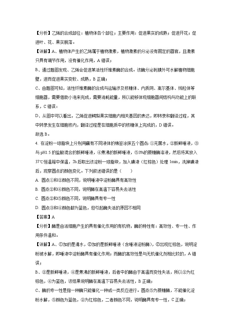 2025届湖北省黄冈市中考八模生物试卷（解析版）第3页