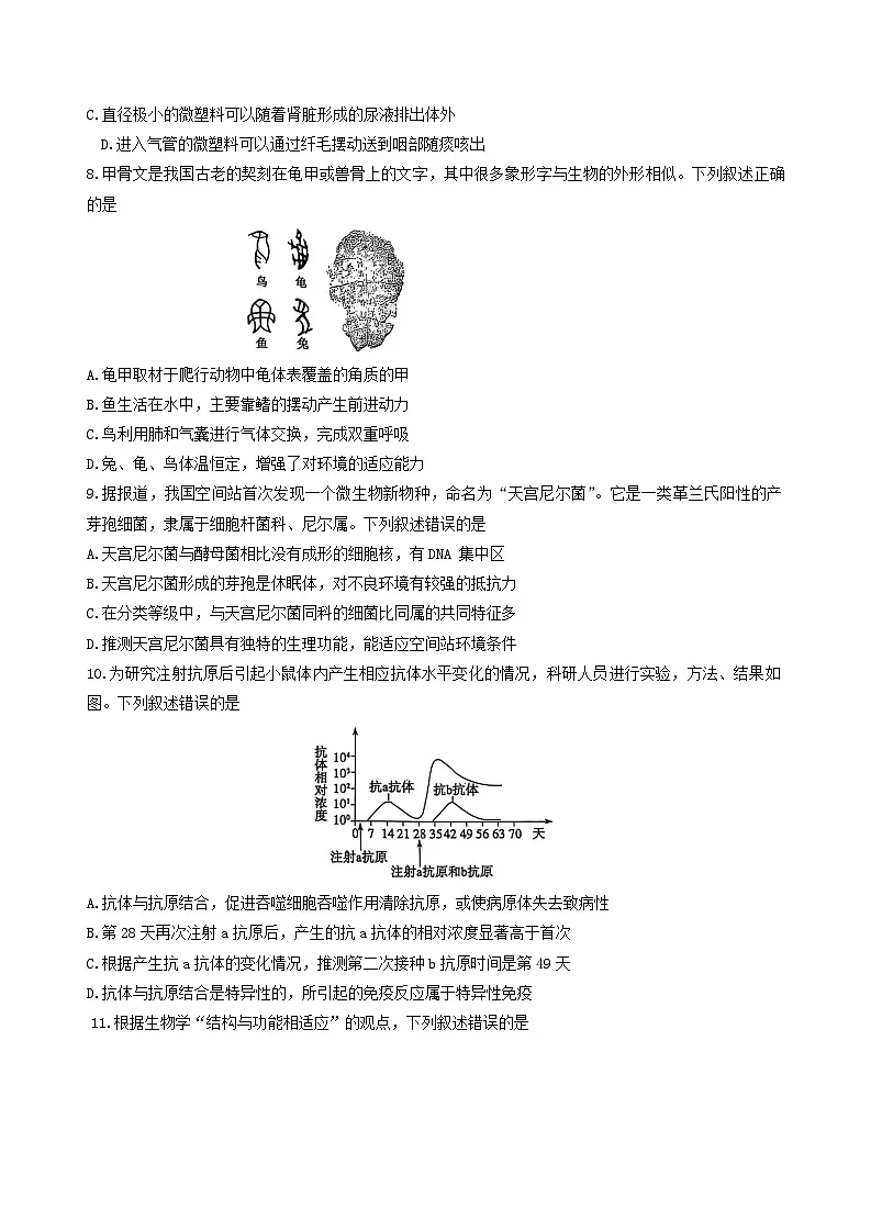 2025年山东省泰安市初中学业水平考试生物学试题（有答案）第3页