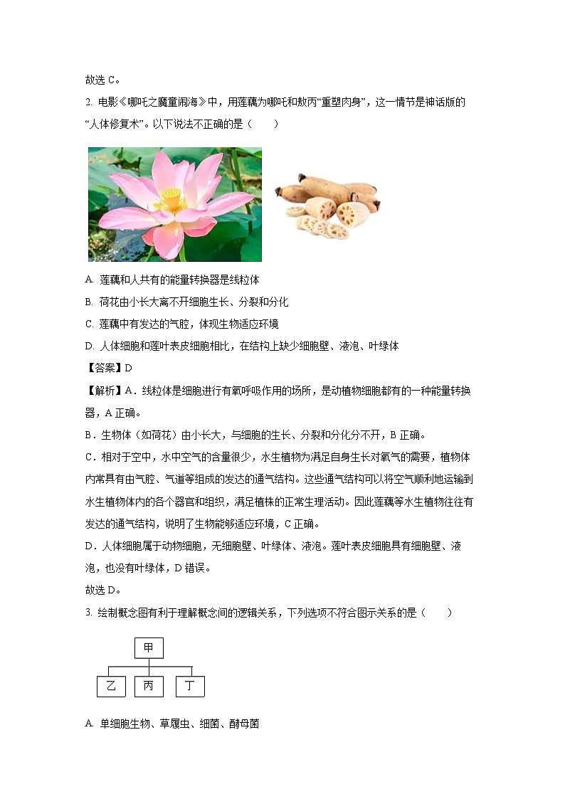 2025年山西省吕梁市孝义市八年级中考三模生物试题（解析版）第2页