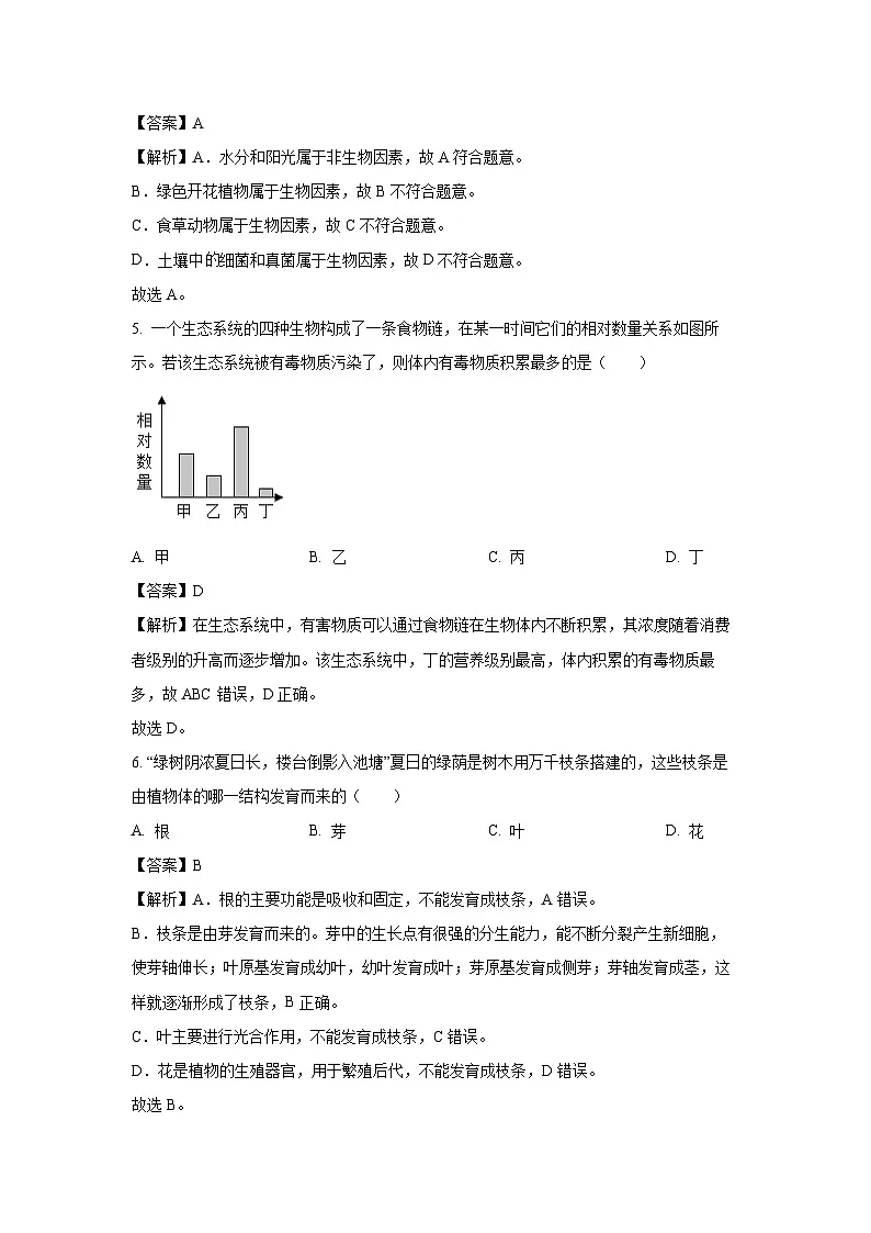 2025年黑龙江省哈尔滨市香坊区八年级中考二模生物试题（解析版）第3页