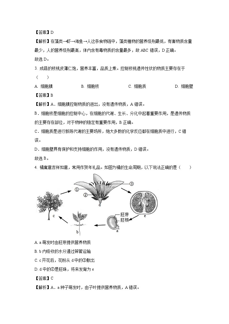 2025年河南省周口市郸城县几校联考九年级中考三模生物试题（解析版）第2页