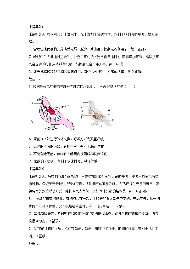 2025年河南省平顶山市鲁山县三校联考中考三模生物试卷（解析版）第3页