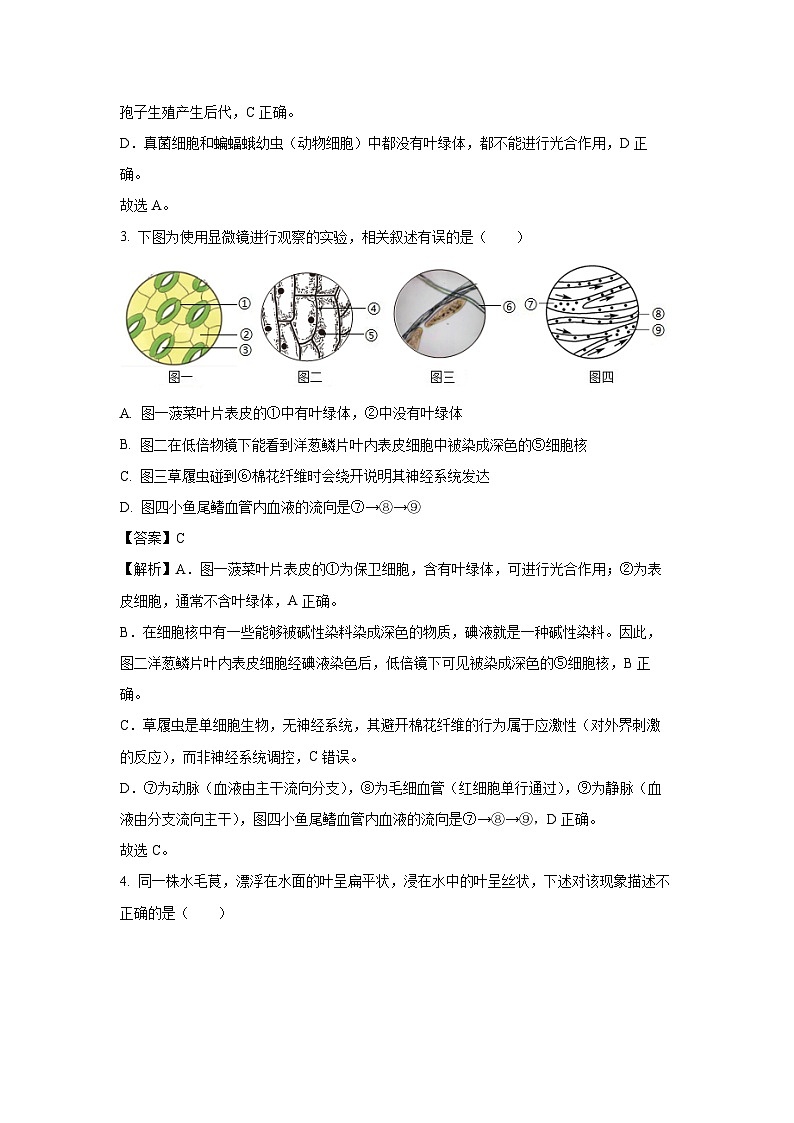 2025年内蒙古包头市青山区八年级中考模拟生物试卷（解析版）第2页