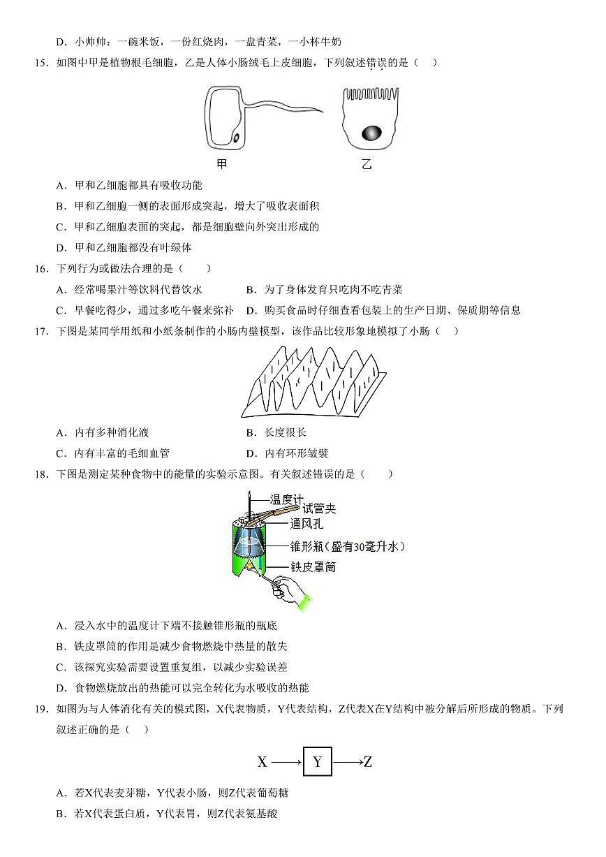 （苏科版）八年级生物上学期第一次月考（考试版）第3页