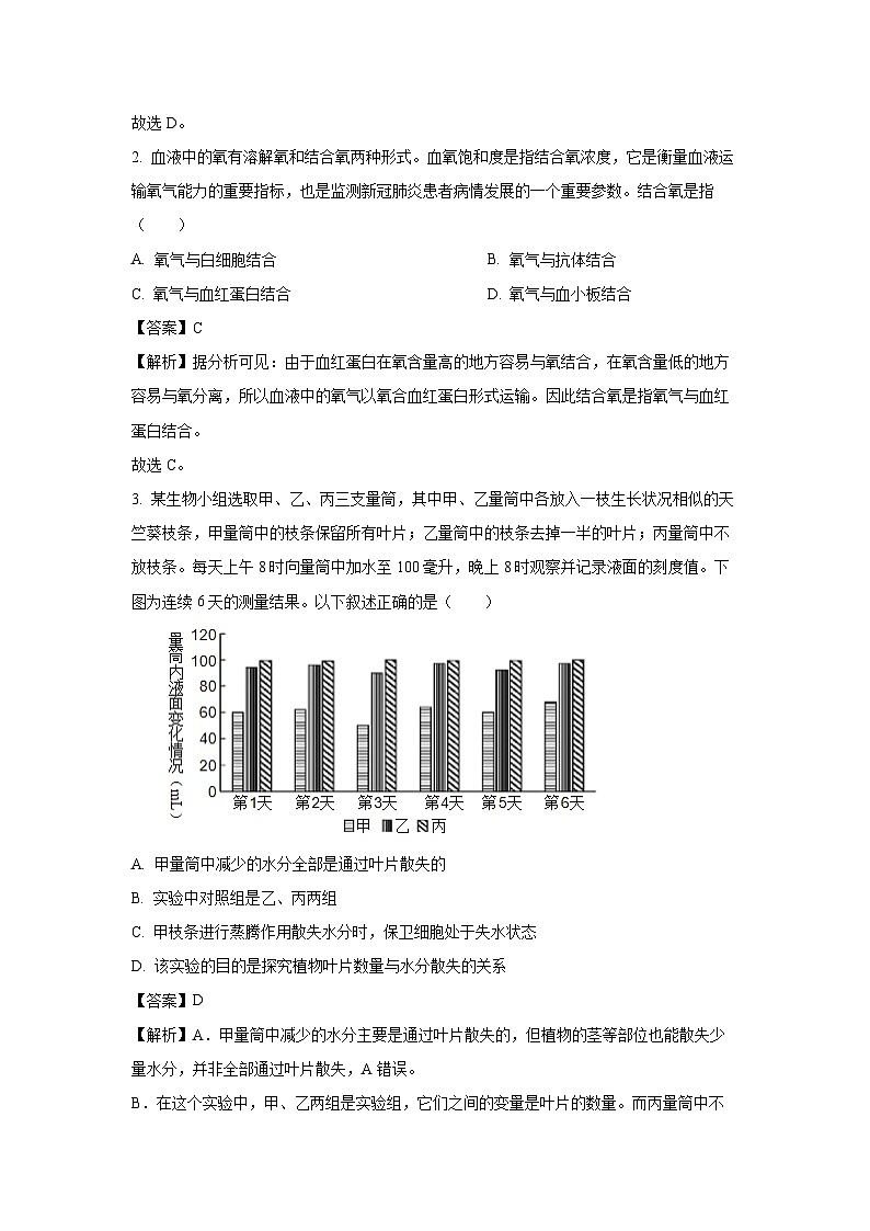 内蒙古赤峰市巴林左旗2024-2025学年七年级下学期期末生物试题（解析版）第2页
