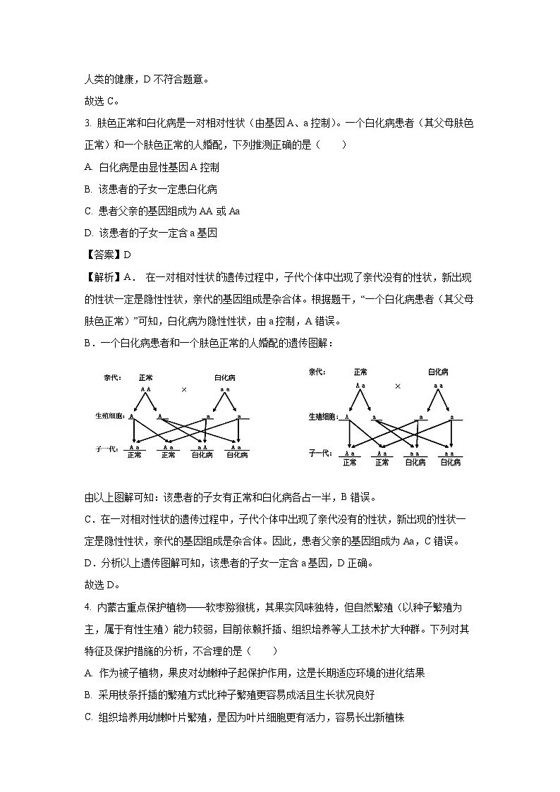 2025年内蒙古通辽市科尔沁区中考二模生物试题（解析版）第2页
