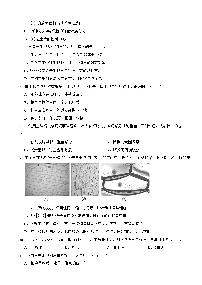 2025-2026北师大2024版生物七年级生物期中基础卷（有答案）第2页