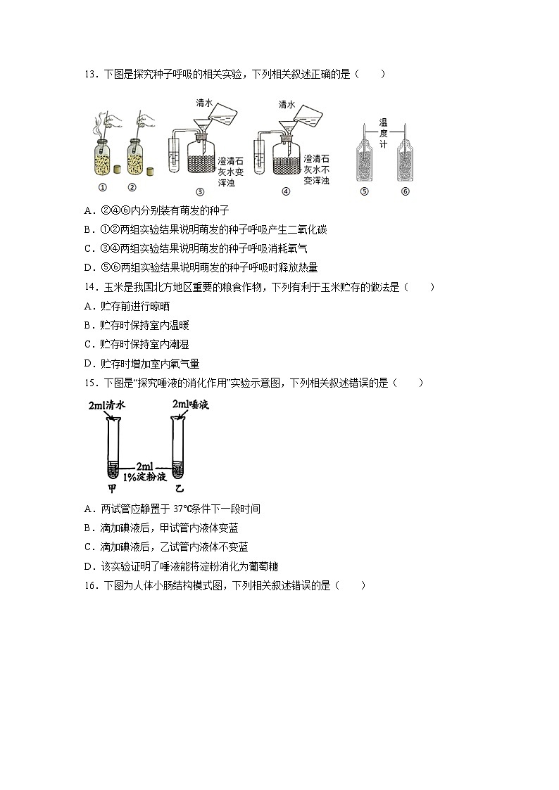 2025年北京市大兴区中考真题生物试卷（学生版）第3页