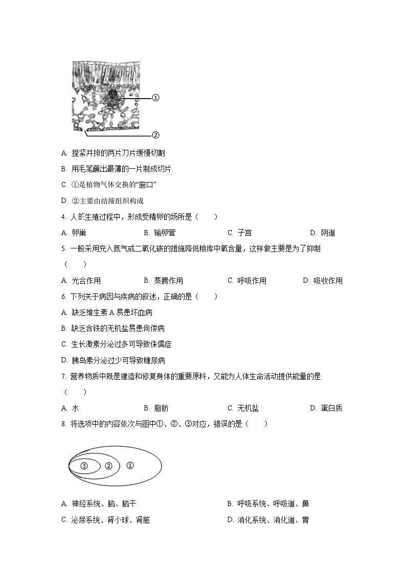2025年吉林省长春市中考真题生物试卷（学生版）第2页