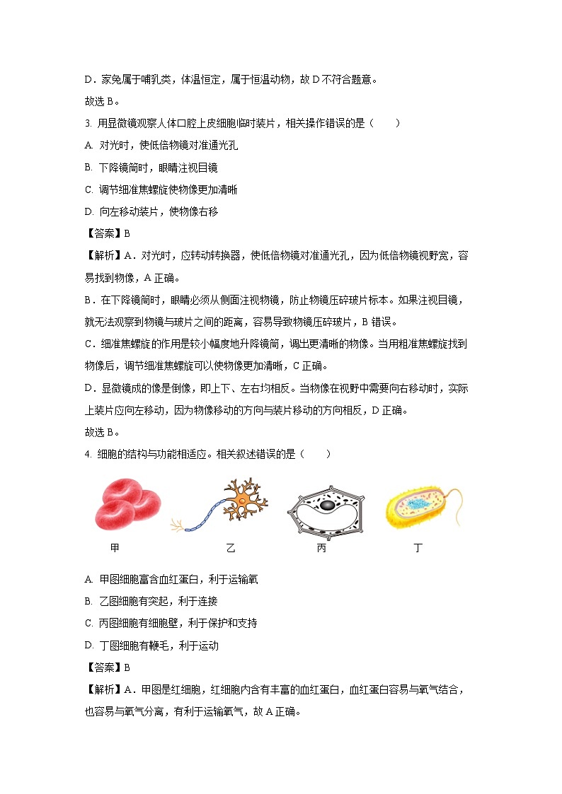 2025年四川省广元市中考真题生物试卷（解析版）第2页