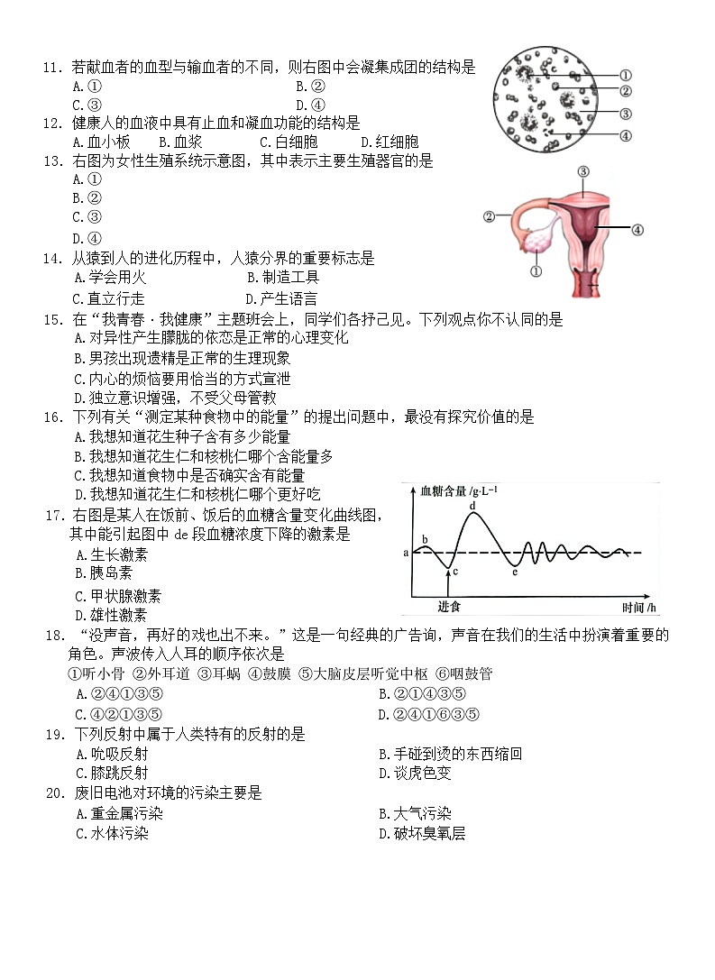 河南省周口市商水县2023-2024学年七年级下学期期末生物试题第2页