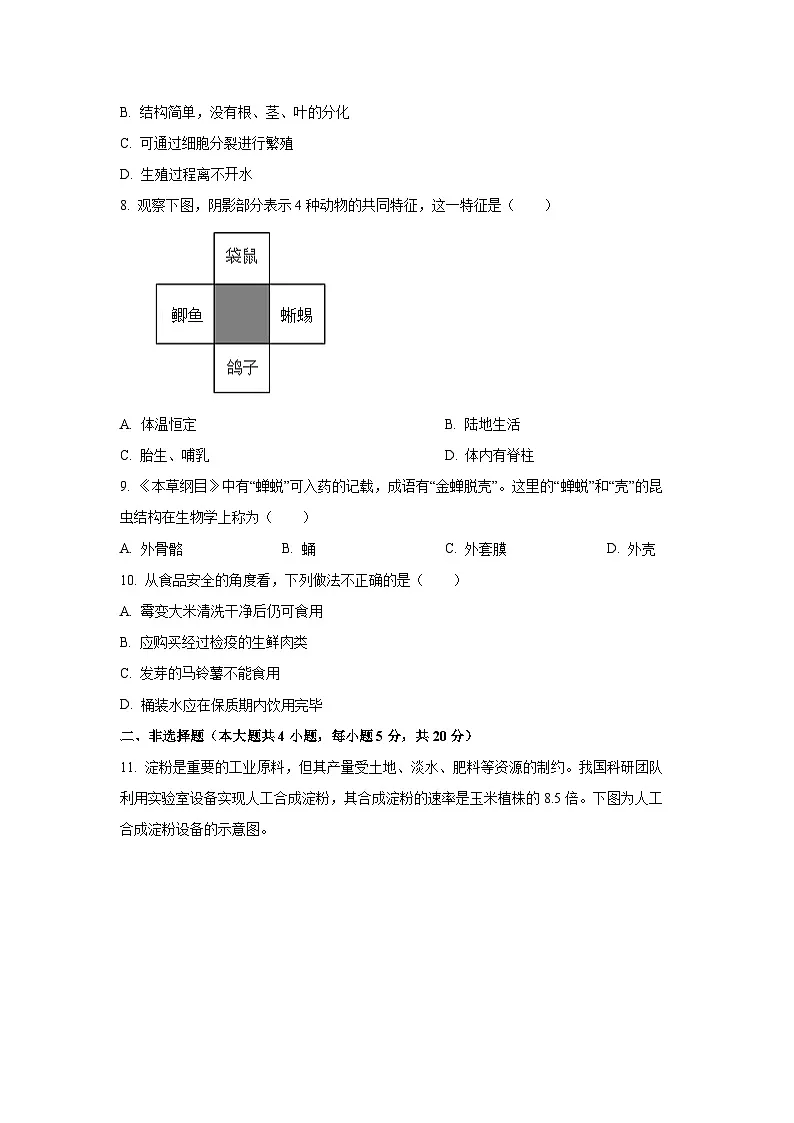 2025年安徽省八年级学业水平模拟预测学生物试卷（学生版）第2页