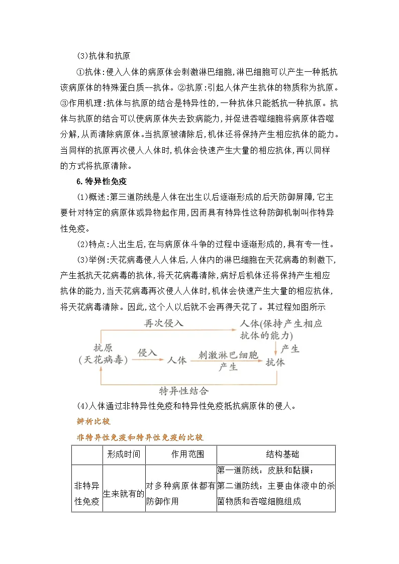 专题06 免疫与免疫规划（word） 八上生物 人教版2024 期中复习 知识点+习题.（解析版）第3页