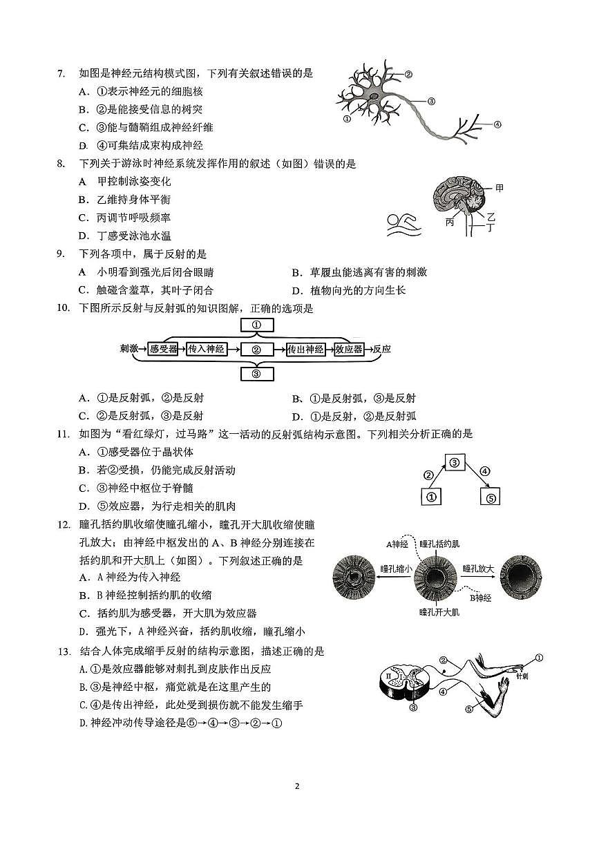 福建省厦门双十中学海沧附属学校2025-2026学年八年级上学期10月月考生物试题第2页