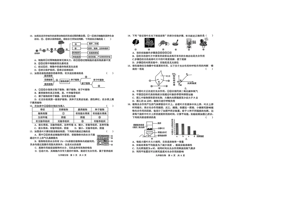 山东省菏泽市菏泽经济技术开发区多校联合体2025-2026学年九年级上学期10月月考生物试题第2页