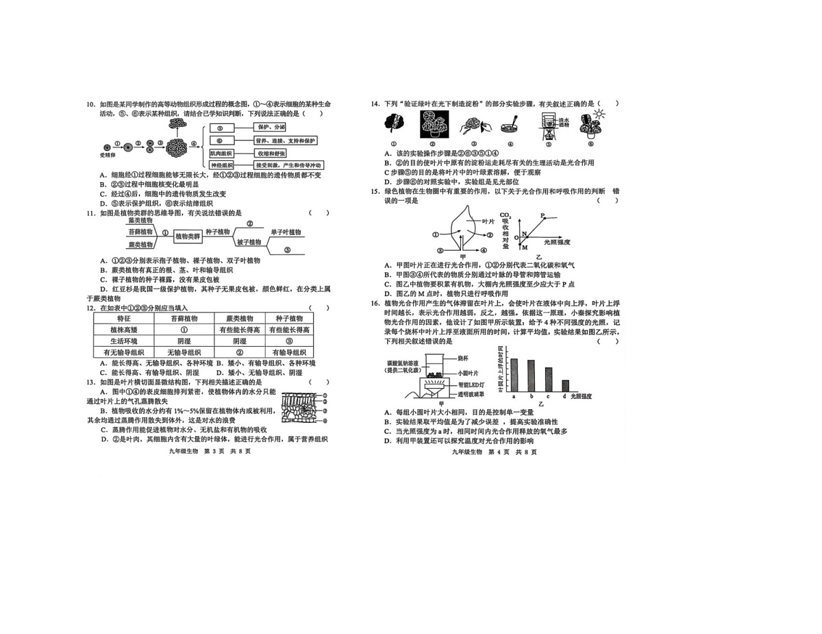 山东省菏泽市菏泽经济技术开发区多校联合体2025-2026学年九年级上学期10月月考生物试题第2页