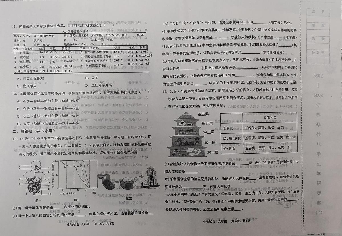 辽宁省鞍山市铁东区华育外国语实验学校2025-2026学年八年级上学期10月月考生物试题第2页