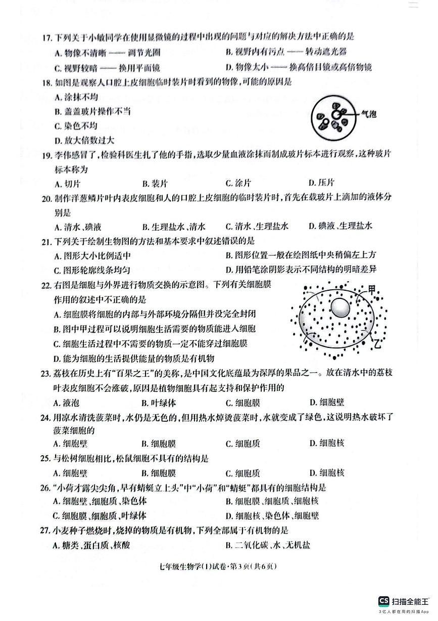 七年级生物 七年级生物第3页