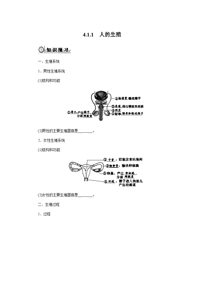 4.1.1　人的生殖 - 学生版第1页