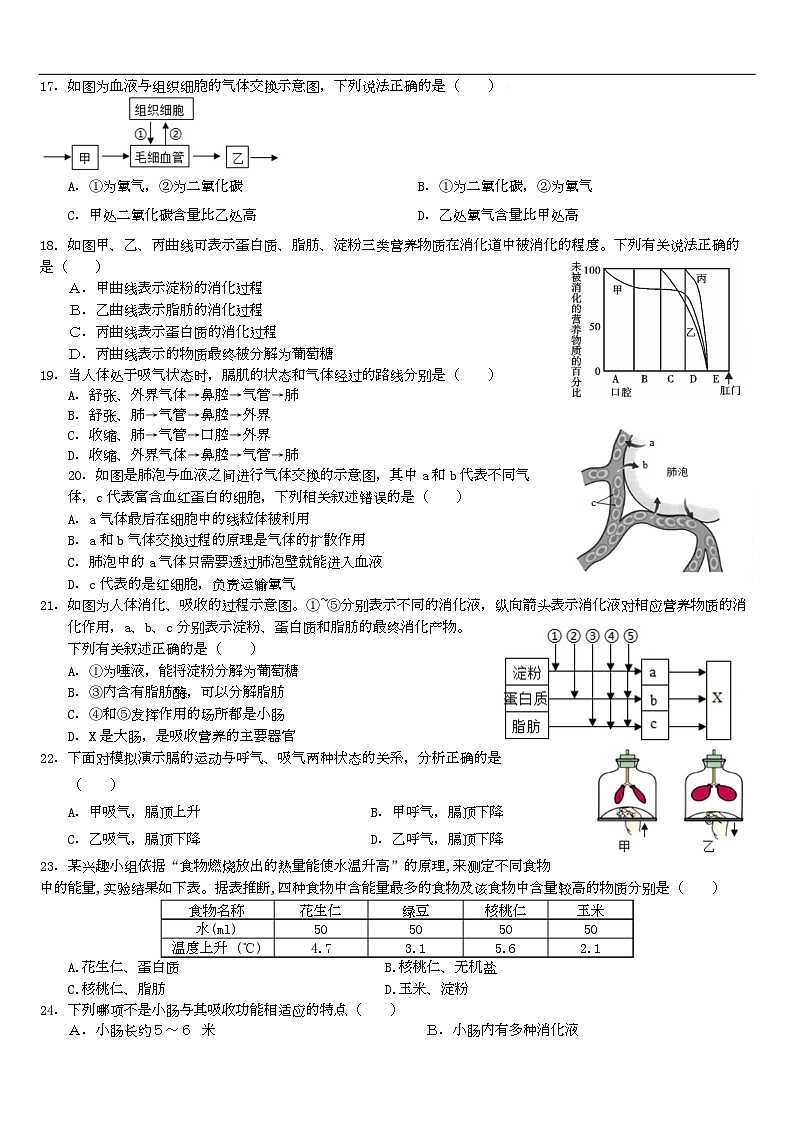 四川省内江市第一中学2025-2026学年八年级上学期第一次月考生物试题第2页