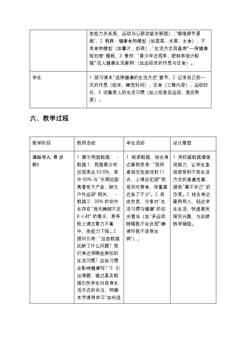 八年级生物《选择健康的生活方式》教案第3页