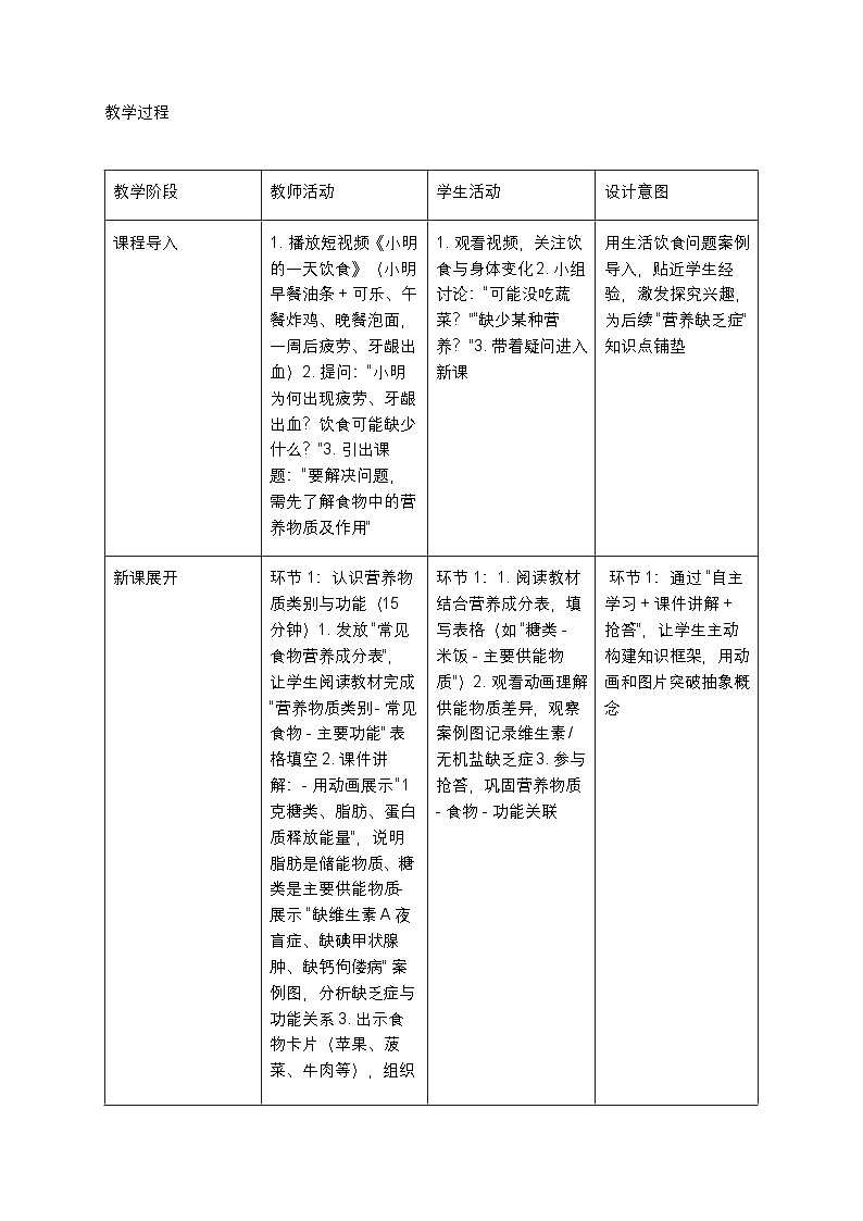 食物中的营养物质教案第2页