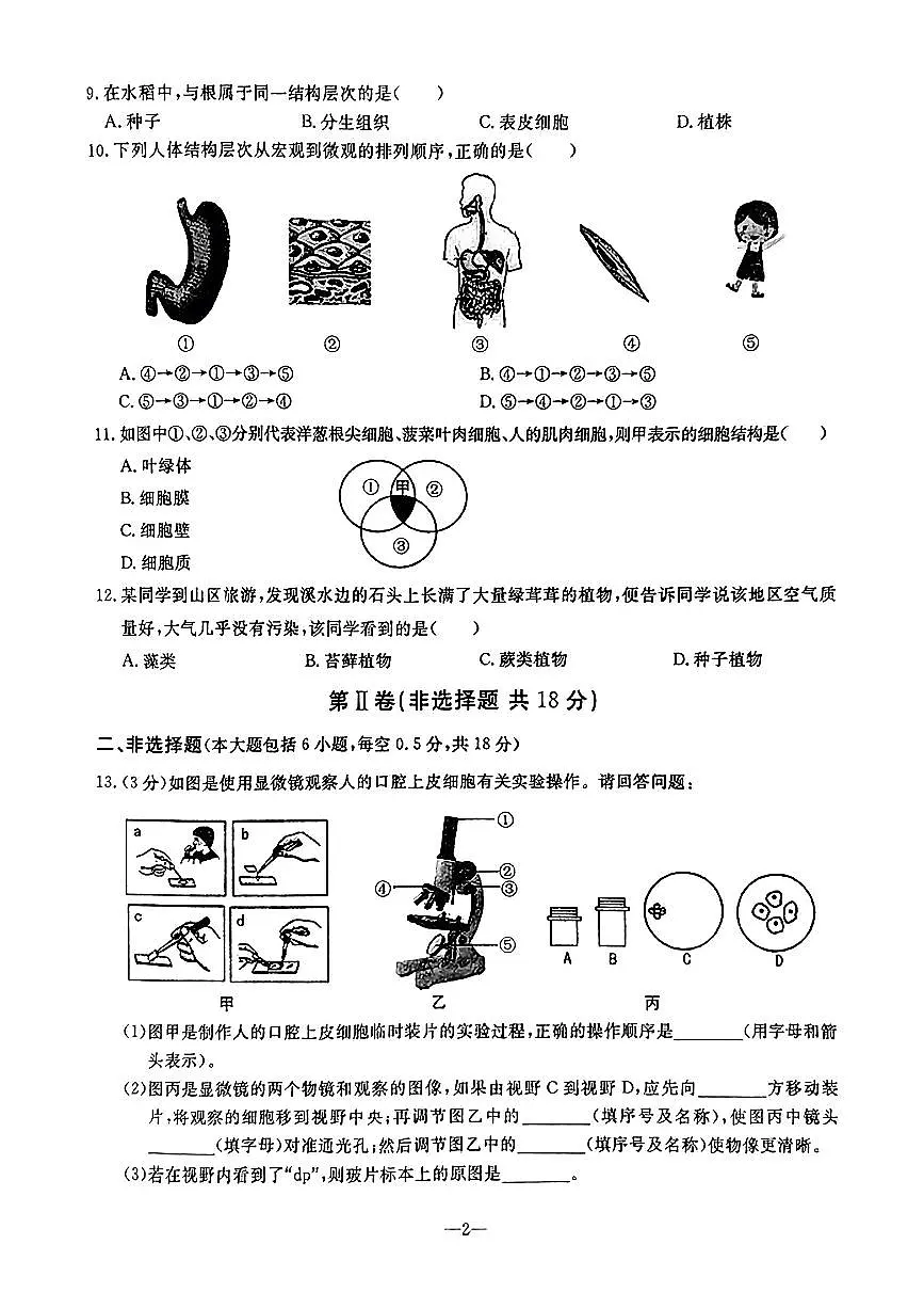 辽宁省鞍山市立山区2024-2025学年第一学期七年级生物期中试卷（含答案）第2页