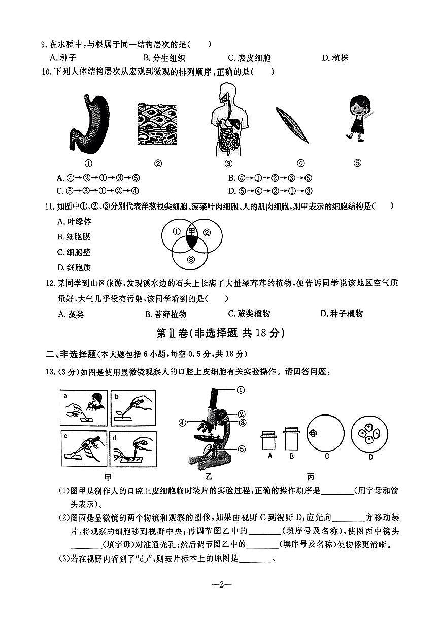 辽宁省鞍山市立山区2024-2025学年第一学期七年级生物期中试卷（含答案）第2页