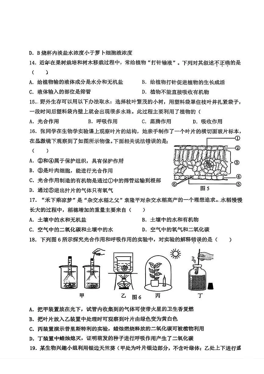 河北省石家庄外国语学校教育集团2025-2026学年八年级上学期10月月考生物试卷第3页