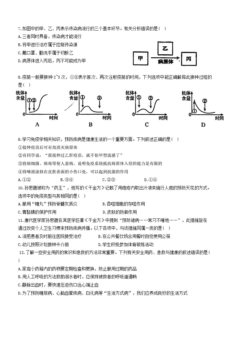 福建省莆田市秀屿区毓英中学2025-2026学年八年级上学期第一次月考生物试题第2页
