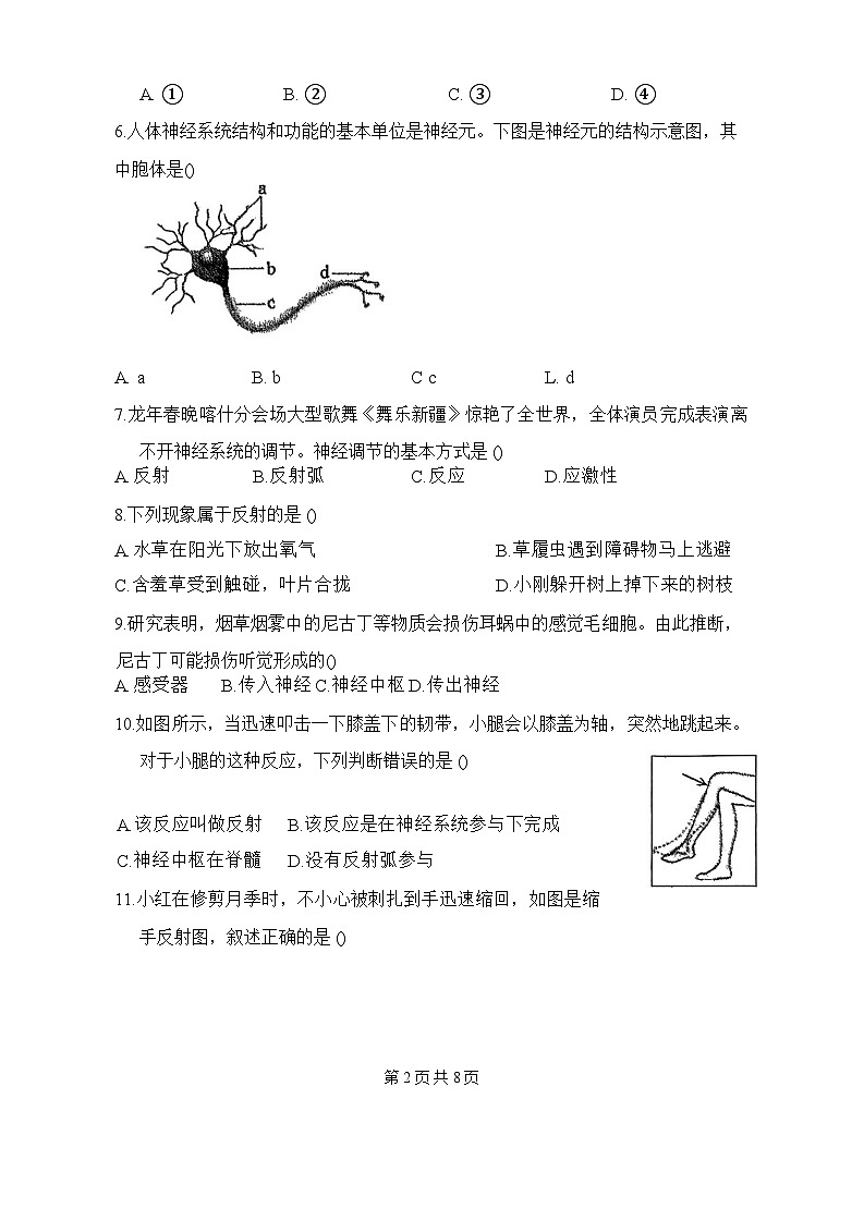 河北省邯郸市第二十五中学2025-2026学年八年级上学期第一次月考生物试卷第2页