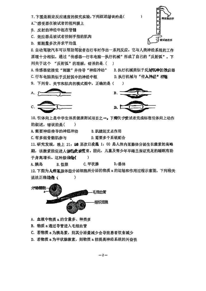 吉林省长春市第一〇八学校2025-2026学年八年级上学期10月月考生物试题第2页