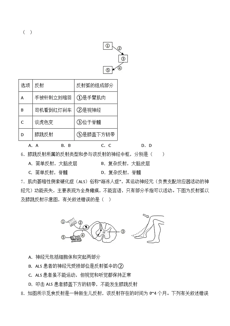 6.1.3 反射是神经调节的基本方式（分层作业）（原卷版）第2页