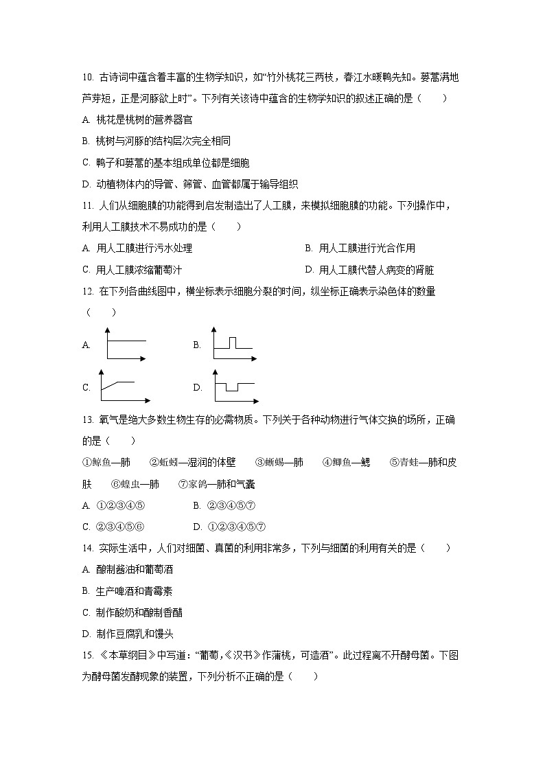 江西省宜春市高安市2024-2025学年七年级上学期期末生物试卷（学生版）第3页
