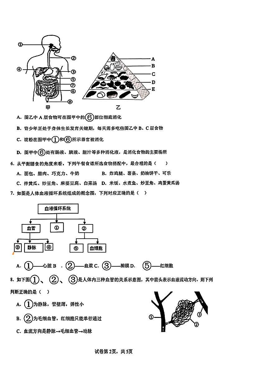 辽宁省鞍山市第二中学2025-2026学年八年级上学期第一次月考生物试题（月考）第2页
