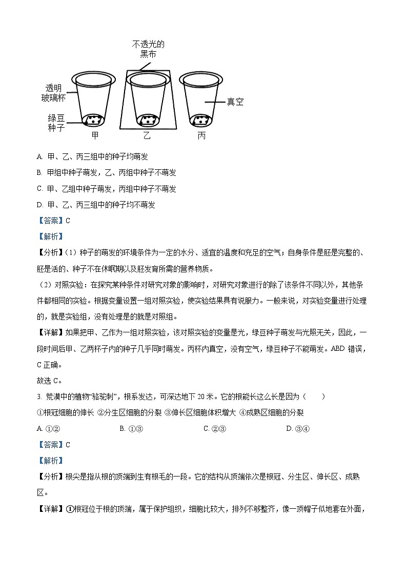 精品解析：广东省深圳市福田区九校2024-2025学年七年级下学期期中生物试题（解析版）第2页