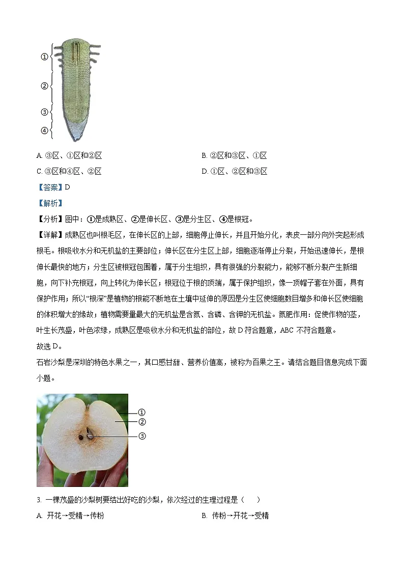 精品解析：广东省深圳市罗湖区2024-2025学年七年级下学期期末生物试题（解析版）第2页