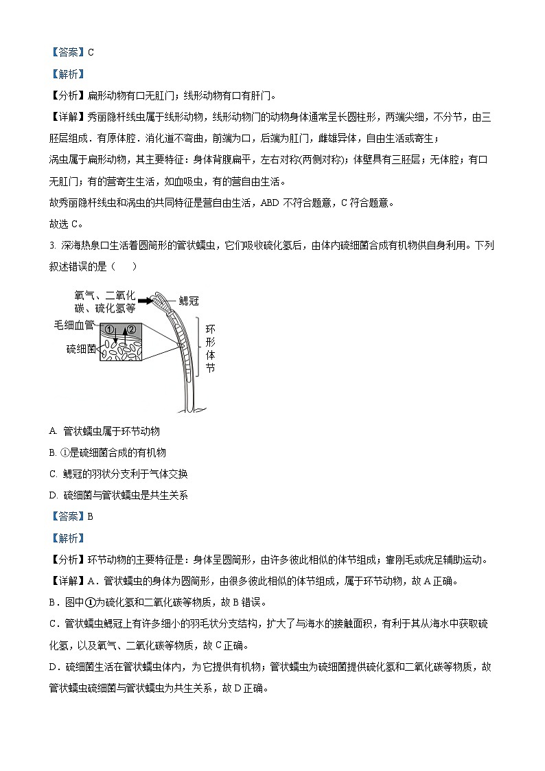 精品解析：广东省深圳市宝安区2024-2025学年八年级上学期期末生物试题（解析版）第2页