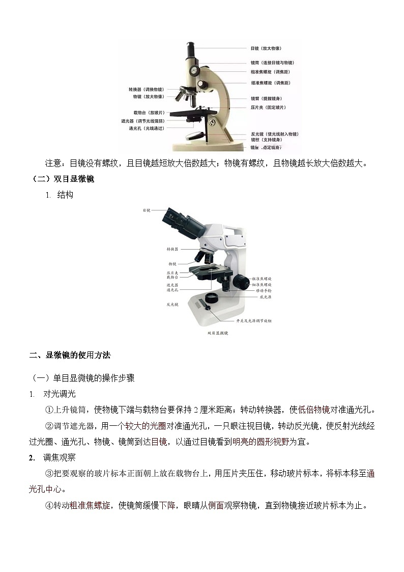 人教版（2024）七年级上册生物期中复习手册 讲义第3页