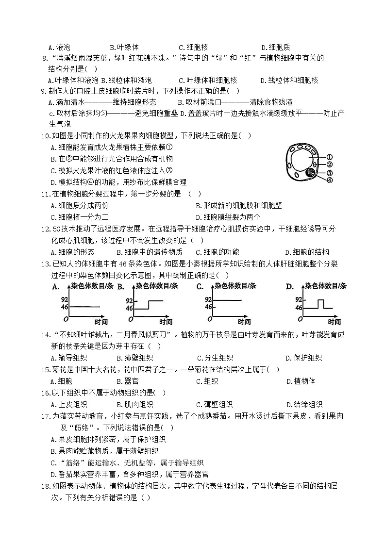 河北省唐山市滦南县2025-2026学年七年级上学期11月期中生物试题第2页