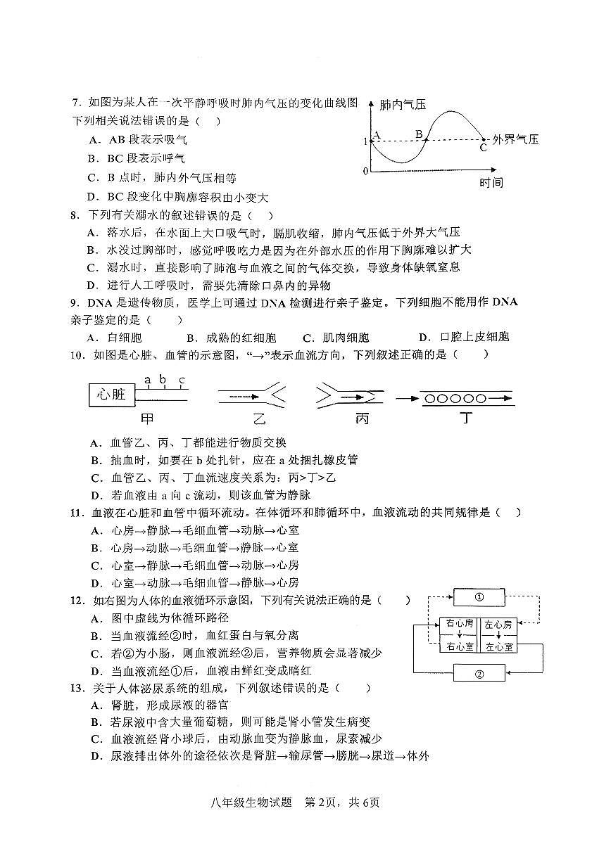 山东省枣庄市市中区2025-2026学年八年级上学期11月期中生物试题第2页