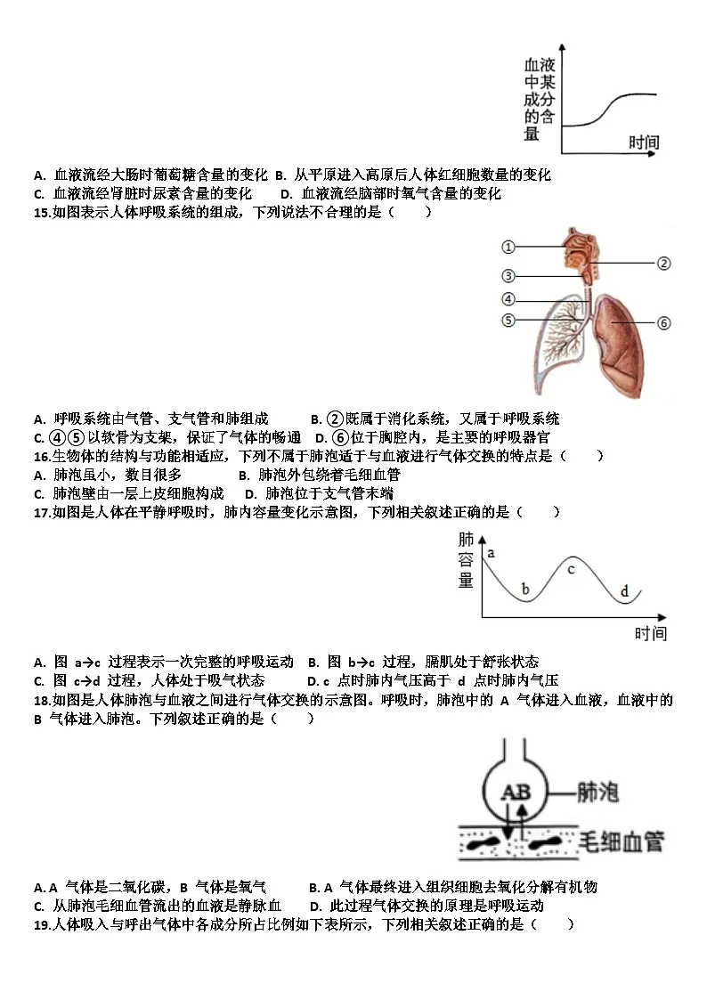 山东济南天桥区2025—2026学年八年级生物第一学期期中考试试题（含答案）第3页