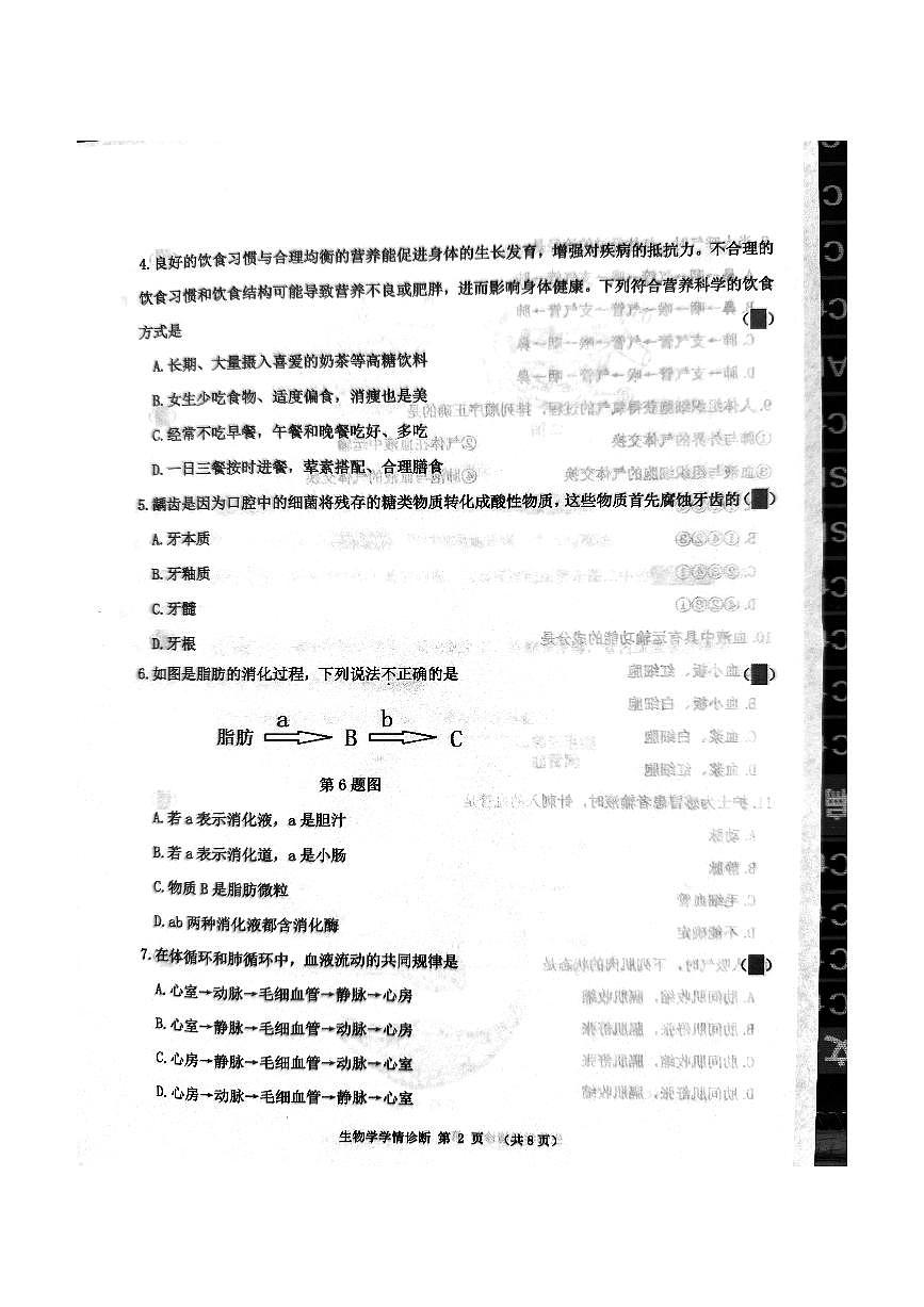 辽宁省沈阳市大东区2025-2026学年八年级上学期期中生物试卷（无答案）第2页