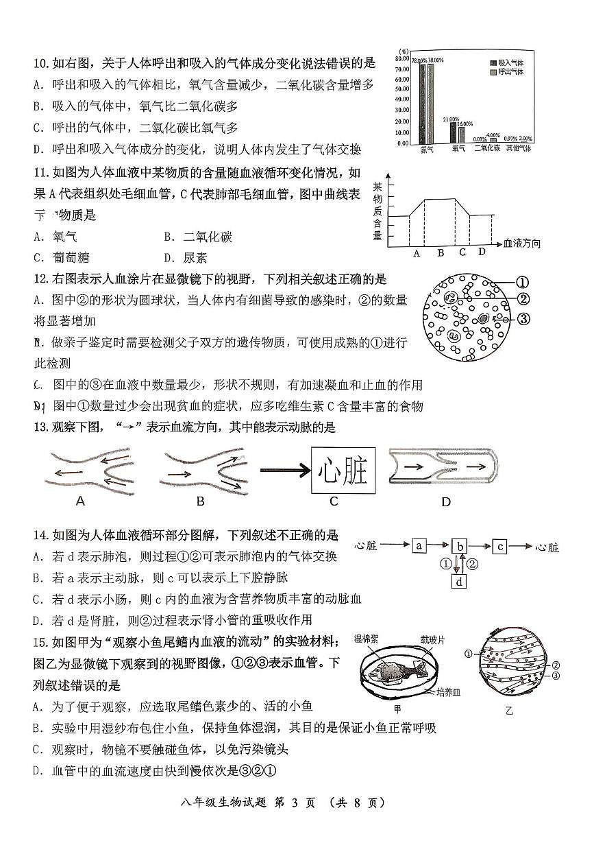 山东省济南市槐荫区2025-2026学年八年级上学期期中考试生物试题第3页