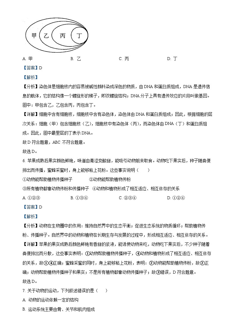 安徽省宿州市泗县2八年级上学期期末生物试题（解析版）-A4第3页