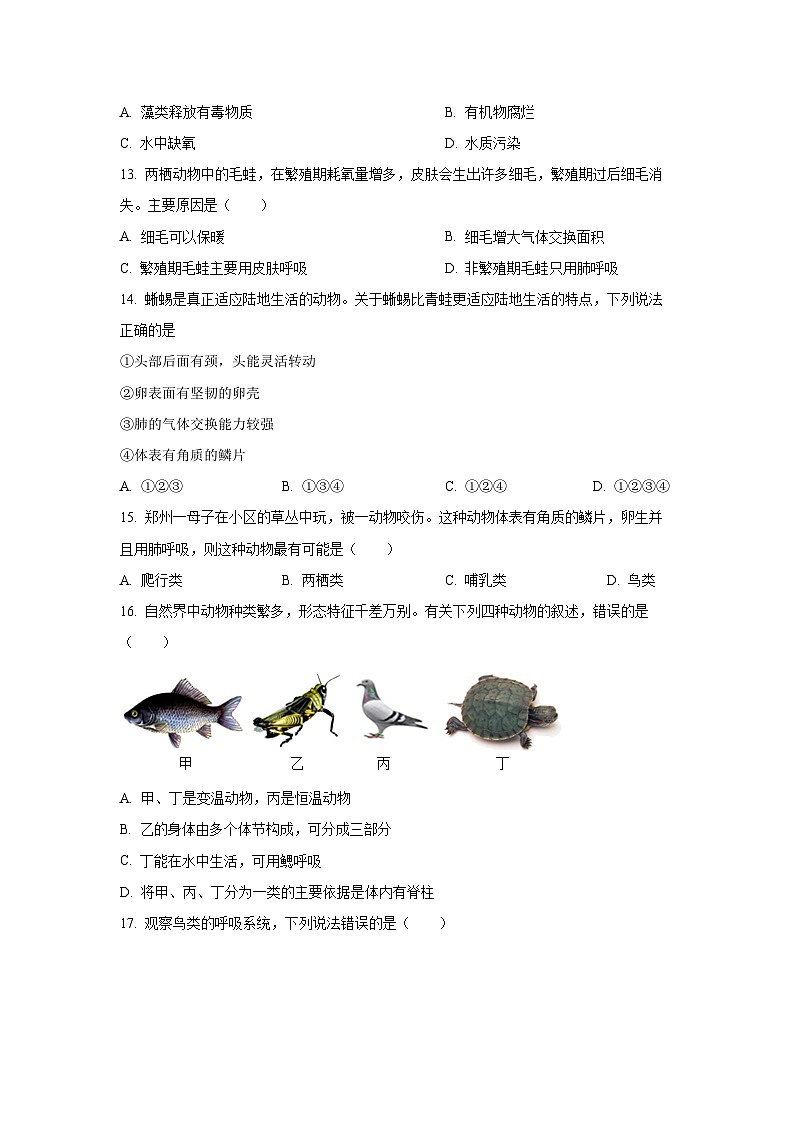广东省茂名市高州市2024-2025学年八年级上学期期中生物试卷（学生版）第3页
