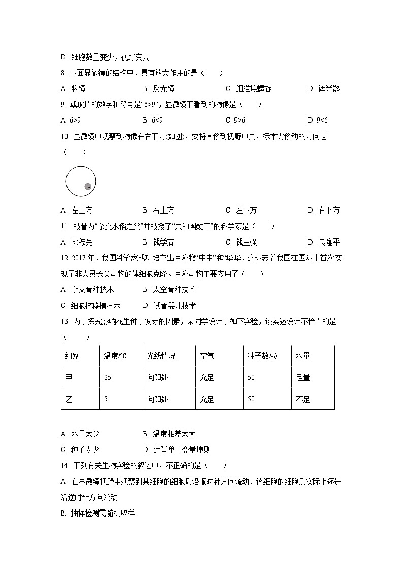 江苏省宿迁市宿城区新区教学共同体学情调研2024-2025学年七年级上学期期中生物试卷（学生版）第2页
