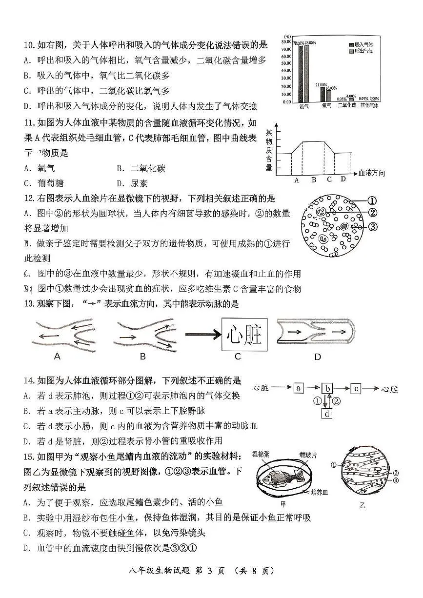 山东省济南市槐荫区2025-2026学年八年级上学期期中考试生物试题第3页